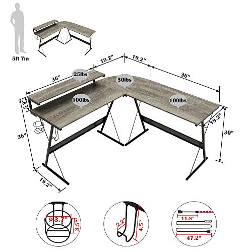 Bestier L-Shaped Home Office Computer Desk - Image 7