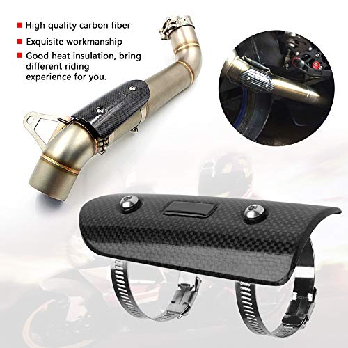 Cubierta de escape de motocicleta con protector de calor universal de carbono 5