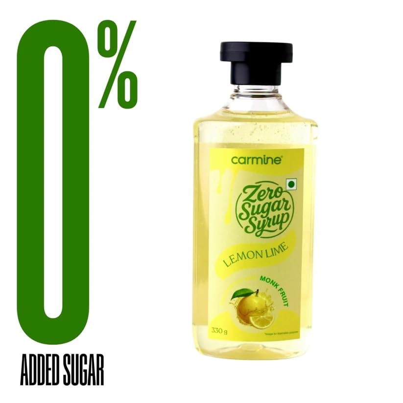 Image of Carmine Zero Sugar Lemon Syrup - 330g | New & Improved Recipe | Sweetened with Pure Monk Fruit | Natural, Plant-Based Sweetener | No Added Sugar or Artificial Ingredients