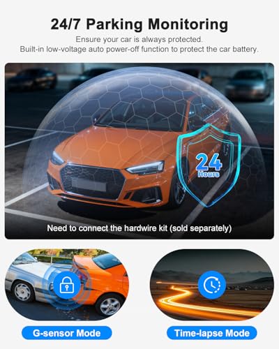 Image of Dash Cam Front and Rear, 4K FHD Dual Dash Camera for Cars Built-in 5G WiFi GPS, 64GB Card Included, Car Camera with 3 inch IPS Touch Screen, UHD 2160P Night Vision, WDR, 24H Parking Monitor, App Control