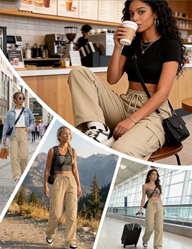 Image of Women's Cargo Pants 28 inch /30 inch Lightweight Quick Dry Casual Travel Pant Streetwear for Work Hiking Outdoor with 8 Pockets