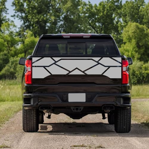 Image of 59 inch Racing Stripe Graphic Car Sticker for Truck Pickup Rear Decal Plaid Graphic Self-Adhesive Universal Decorative Sticker Trunk Lid Vinyl Car Decal Accessories(1PCS) (Gray)