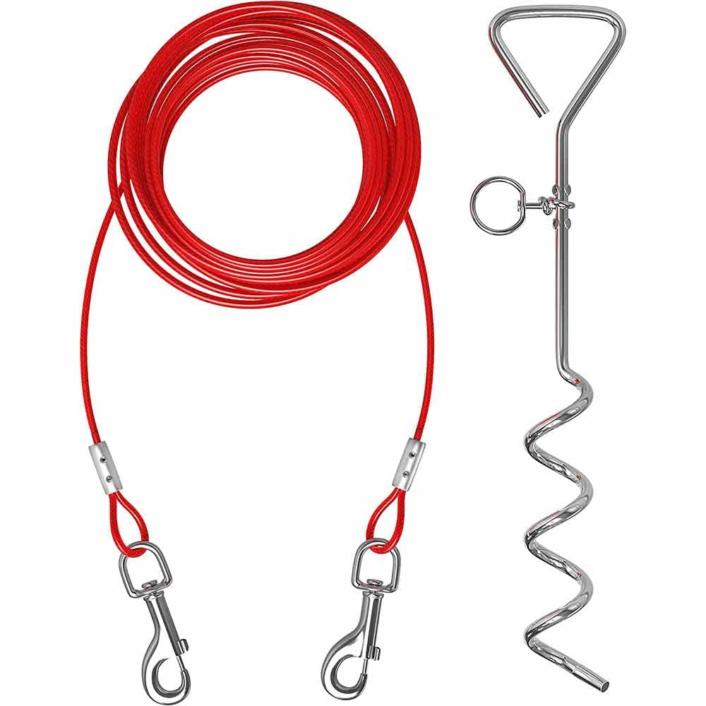 Vetrineinrete® Picchetto a Spirale con Cavo guinzaglio palo con Corda per Cani 4 mt da Giardino M63