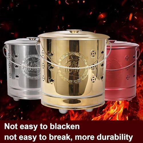 Heavy-Duty Outdoor Burn Barrel Incinerator - Red 26x29cm Fire Pit for Yard Waste, Leaves & Paper - Portable Waste Disposal Solut with Handle