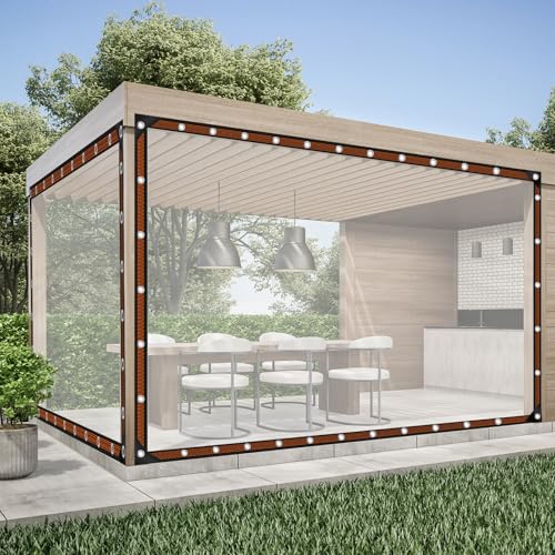 8x16-FT-Clear-Waterproof-Tarps-Heavy-Duty-Outdoor-Garden-Rainproof-CoveringClear-Vinyl-Tarp-with-GrommetsTransparent-Waterproof-Tarpaulin-for-Covering-Henhouse-Porch-Canopy-Plant-Camping