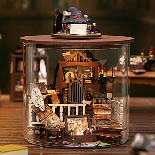 TOPBSFARNY DIY LED Lights Miniature Dollhouse Kit Street Shop Doll House Model Wooden Furniture for Valentine's Day Creative Gifts (Magic Hut) - Image 2