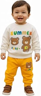 Sundar Fashion Baby Boys & Girls Summer Clothing Set | Soft Cotton Blend Bear Print Full Sleeve tshirt & Pant Outfit Warm ... Price In India