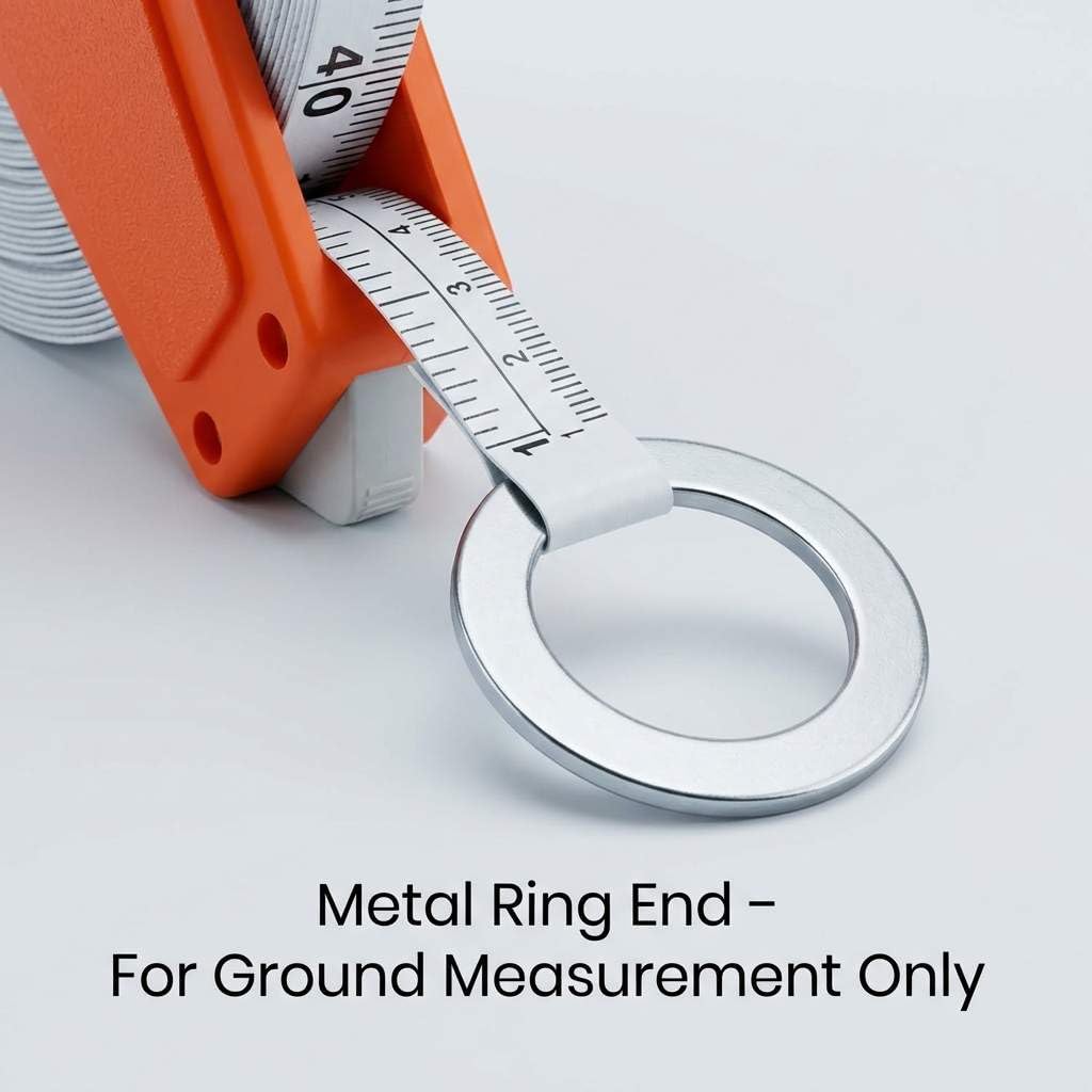 QWORK 1/2" x 100' Fiberglass Tape Measure, Engineer's Open Reel Dual Sided Measure, Orange