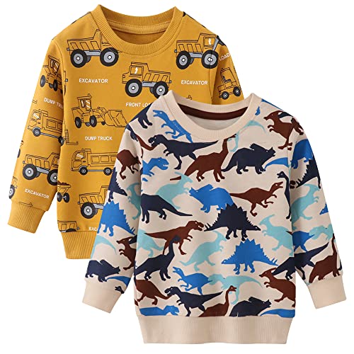 Image of Toddler Boys Crewneck Sweatshirt, Cotton Long-Sleeve Pullover Cartoon Print