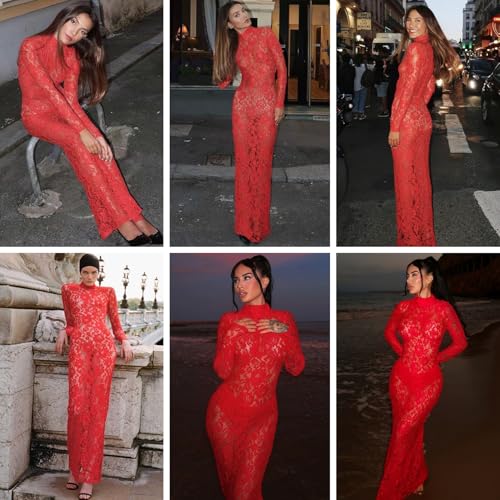 ZGMYC Women's Elegant Floral Lace Maxi Dress Sexy See Through Long Sleeve Evening Dress Party Cocktail Dress Beach Cover Ups4