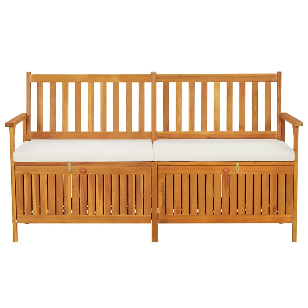 vidaXL Truhenbank mit Kissen Holzbank Sitzbank Holztruhe Bank Aufbewahrung Sitztruhe Massivholzbank Stauraum Gartenbank 148cm Massivholz Akazie