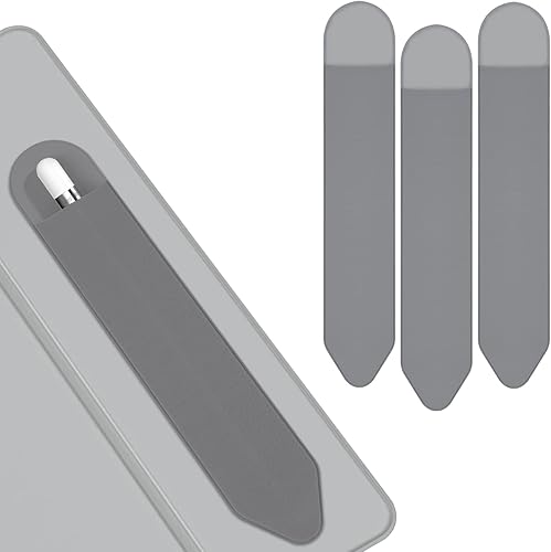 Soporte para lápices Apple, paquete de 3 fundas para lápiz Apple de 1 y 2 generación, bolsillo elástico para lápiz capacitivo (gris)