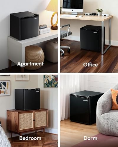 EUHOMY 1.7 Cu.Ft Mini Fridge with Freezer, Reversible Single Door Compact Refrigerator, Adjustable Thermostat, Energy Saving, Mini Fridge for Bedroom, Office, Dorm, Black on Fridge.com