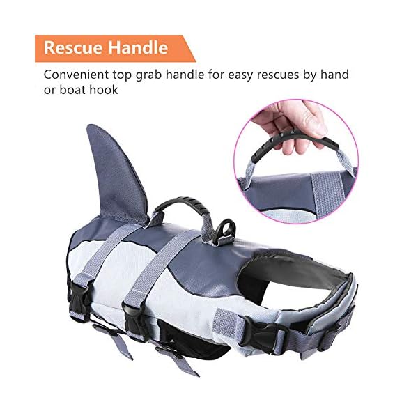 Asenku dog life jacket pet life safety vest for swimming boating, dog shark life jackets dog lifesavers swimsuits for pool, dog water floatation vest for small medium large dogs, grey, x-large - image 5