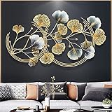 HASWEX Wandskulptur-Dekor, 3D-großes Ginkgoblatt, Metall-Wandkunst – Wandskulpturen, Wanddekoration, Dekoration für Zuhause, Küche, Wohnzimmer, Büro – 121 x 72 cm
