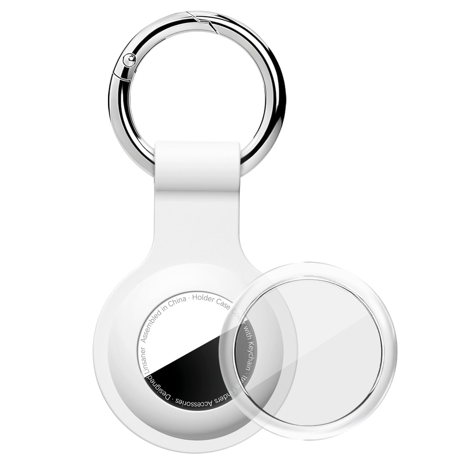 Linsaner [ 1 Pack ] for Air Tag Holder Case, Full Body Shockproof Silicone Cover with Clear Front for AirTag 1st & 2nd Gen, Keys, Luggage, Pet Collar