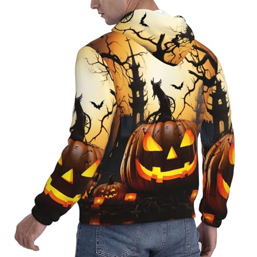 Men's Fleece Pullover Hoodie Long Sleeve Hooded Halloween pumpkin Sweatshirt Casual Shirts With Pockets4