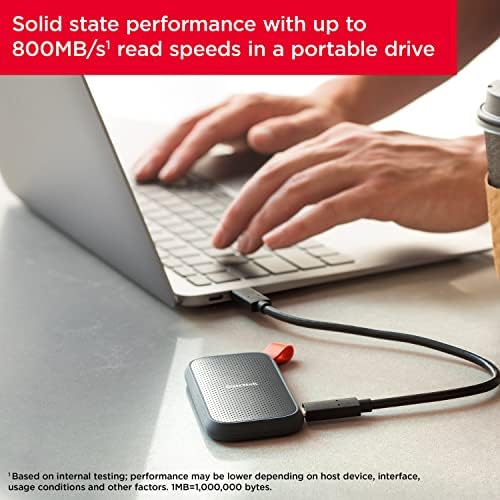 SanDisk 1 TB Taşınabilir SSD, 800 MB/s'ye kadar hızlar, USB 3.2 Gen 2, Harici NVMe, Sağlam Kauçuk Kanca, Updated Firmware, Gri - Görsel 5
