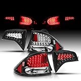 AmeriLite 4pc Black Replacement Brake Turn Signal Taillights Set For 06-08 Honda Civic Sedan 4 Door - Passenger and Driver Side