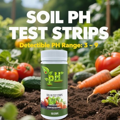 Image of 100 Soil pH Test Strips (pH 3-9) - Accurate Soil Testing Paper, Ideal for Garden, Lawn, Vegetables, Flowers & Indoor /Outdoor Plants