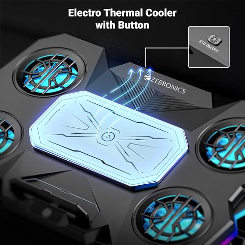 ZEBRONICS NTC2000, Laptop Cooling Pad, 5 Fans + Electro Thermal Cooler, Upto 17 inch Laptop, Dual USB Port, Detachable Mobile Holder, Anti-Slip... - Image 3