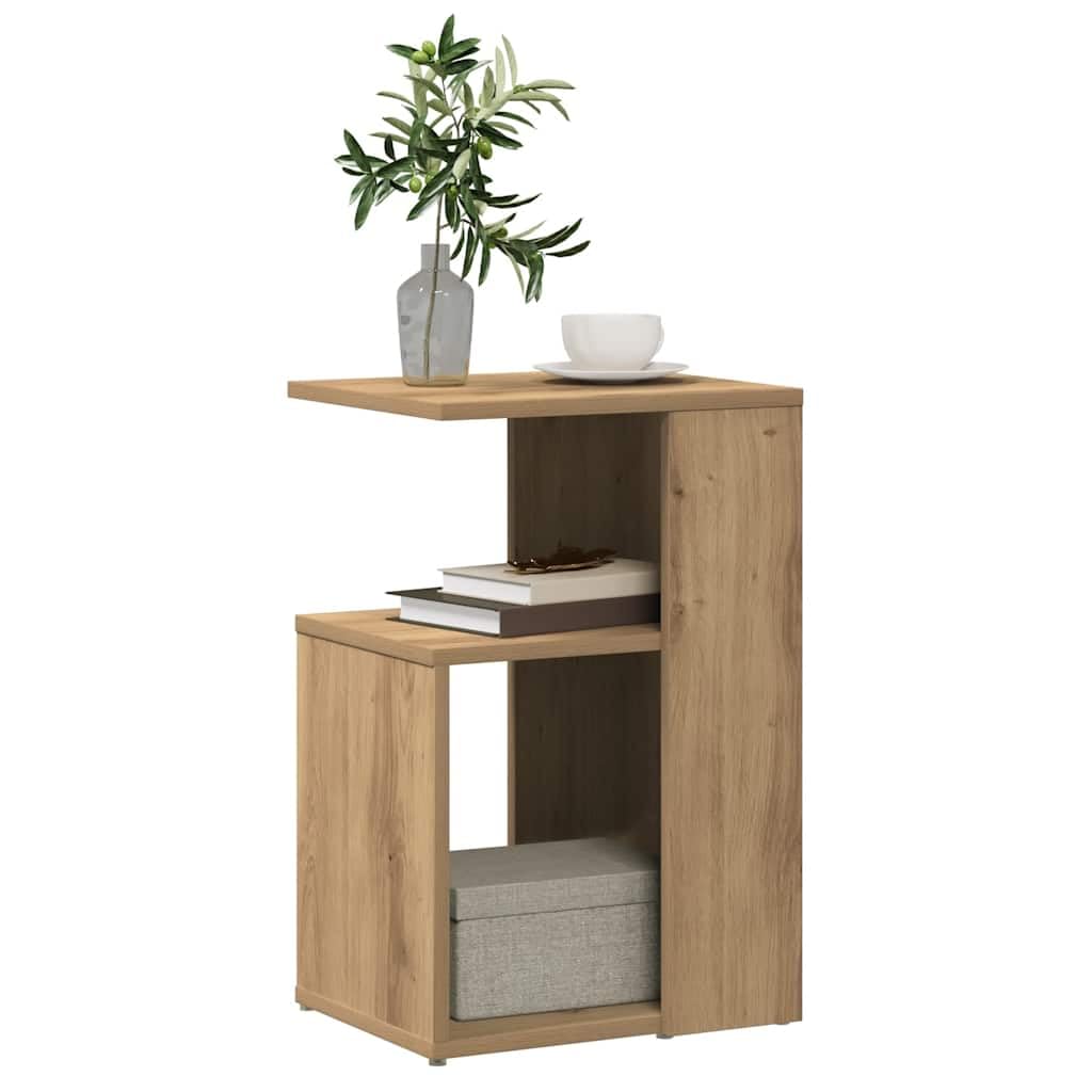 Mesa auxiliar de madera de roble Artisan, 36 x 30 x 56 cm, mesa de centro con estante, diseño moderno, resistente y fácil de limpiar, para salón, dormitorio, pasillo