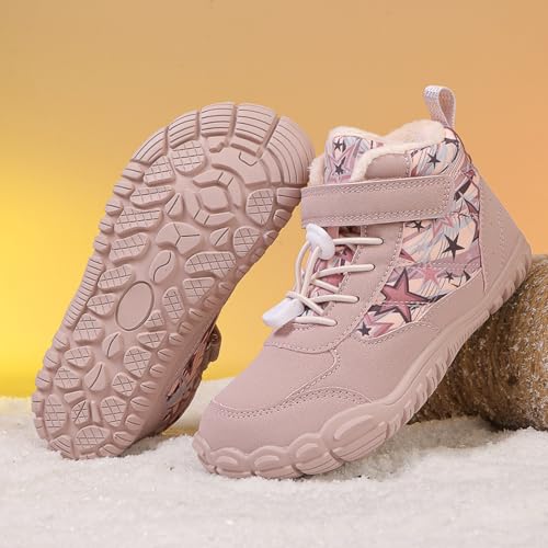 FLIOZY Kids Snow Boots Girls Toddler Winter Shoes Girls Barefoot Stylish Five Toe Cotton Shoes with Plush Lining High Top Hiking Boots for Girls Winter Barefoot Shoes for Toddler Boys3