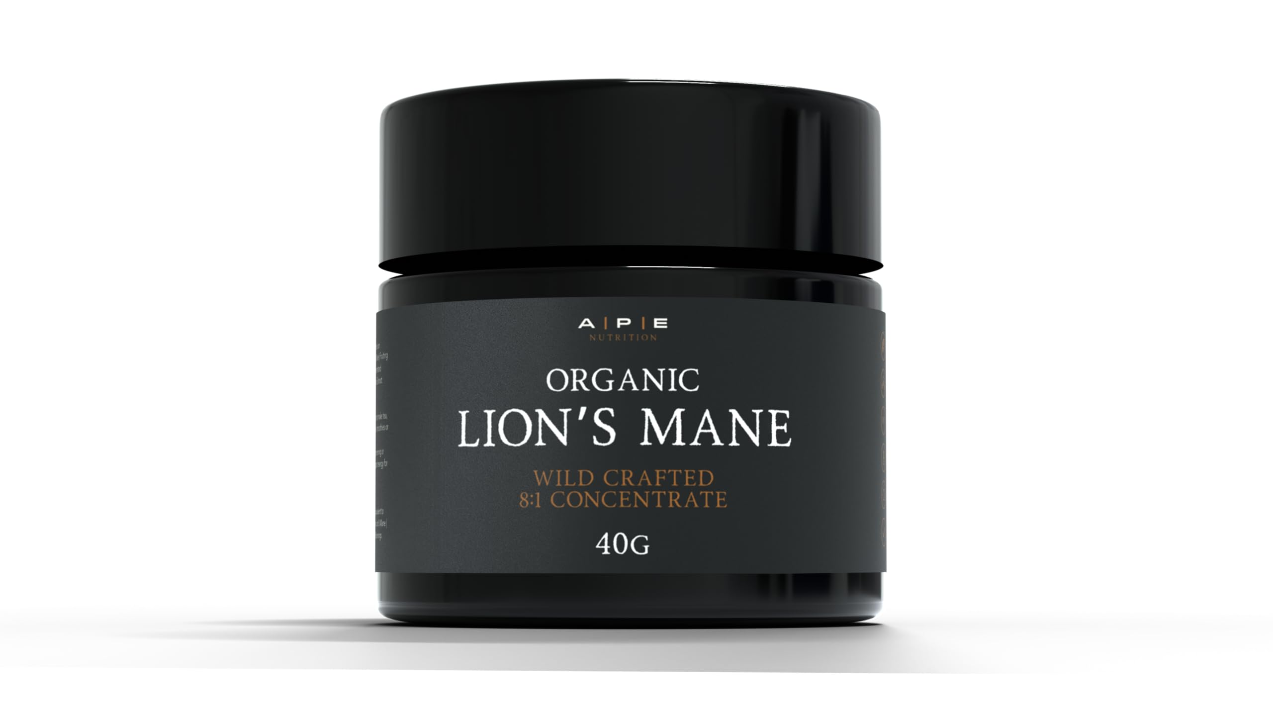 APE Nutrition Organic Lion’s Mane Mushroom Extract Powder - Certified Organic & Wild Crafted, Improves Memory & Focus, UK Supplements, Pure Concentrated Extract, 40G (40-80 Servings)