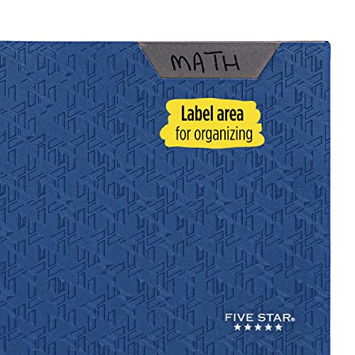 Five Star 2-Pocket Folder, Plastic Folder With Stay-Put Tabs And Prong Fasteners, Fits 3-Ring Binder, Holds 8-1/2" X 11" Paper, Writable Label, Pacific Blue (72115) #TOP3