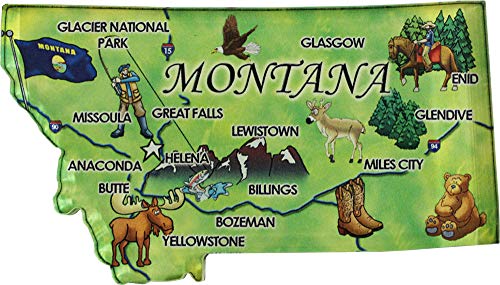 Imán Refrigerador Mapa de Montana Acrílico 3x1.75 pulg miniatura 1