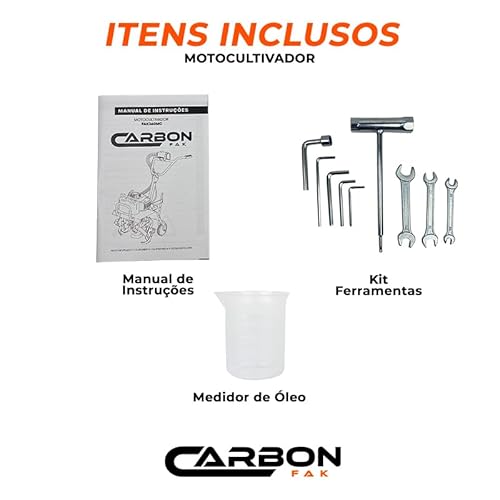 Motocultivador Tratorito Gasolina 4T 53cc 3,6HP com Lâminas Cultivadoras Carbon Fak
