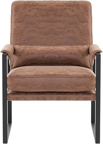 Miniatura 9 de VINGLI Silla decorativa de 25 pulgadas, sillón moderno con cojín grueso, sillas de sala de estar con marco de metal con almohadareposabrazos