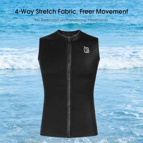 Chaleco de buceo para hombre sin mangas 3mm, camiseta de snorkel de nylon y neopreno, top de neopreno térmico y protector solar para buceo y actividades acuáticas miniatura 5