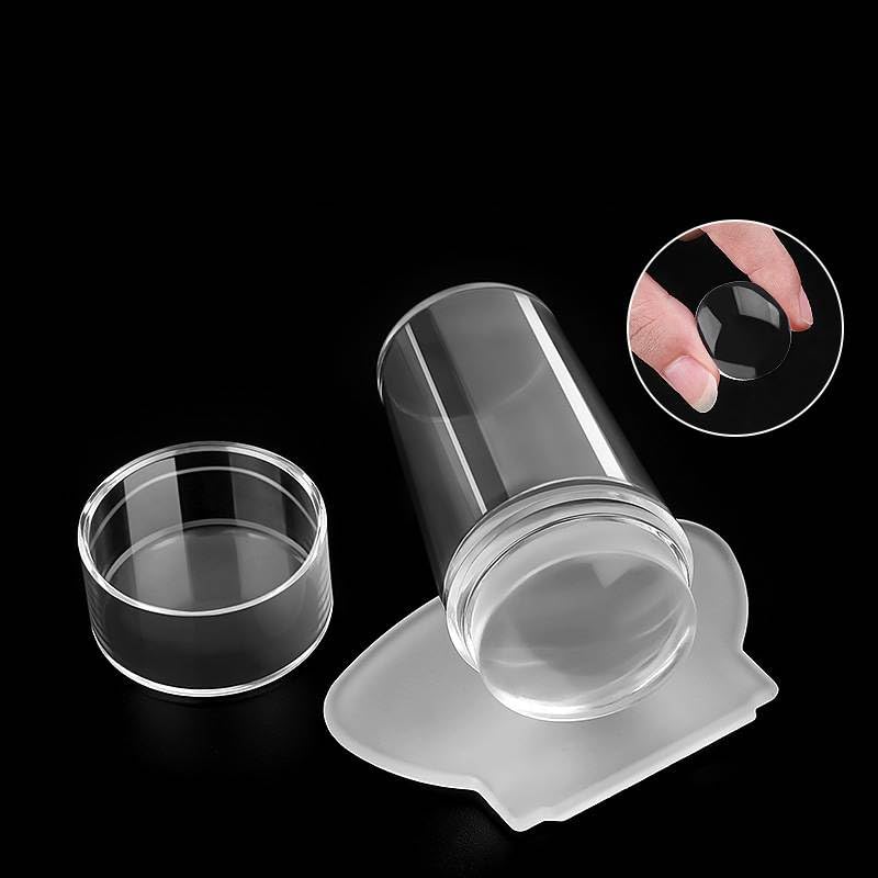 2 8cm Head Clear Jelly Silicone Nail Art Stamper Scraper with Cap Transparent Polish Transfer Templates Tools Manicure — view 3