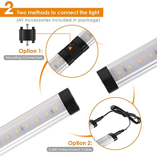 Albrillo Under Cabinet Lighting Kit, Dimmable Under Counter LED Light Strips for Kitchen Closet Shelf Cupboard, Warm White 3000K, Plug-in, 6 Pack - Thumbnail 2