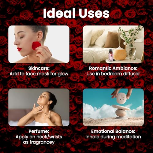 Image of Romyco Rose Essential Oil 15ml (Gulab) for Romance, Luxury | Hydrated Skin Care | Natural Perfume & Meditation | Aromatherapy & Diffuser Oil | Men & Women | Pure Natural Organic & Undiluted