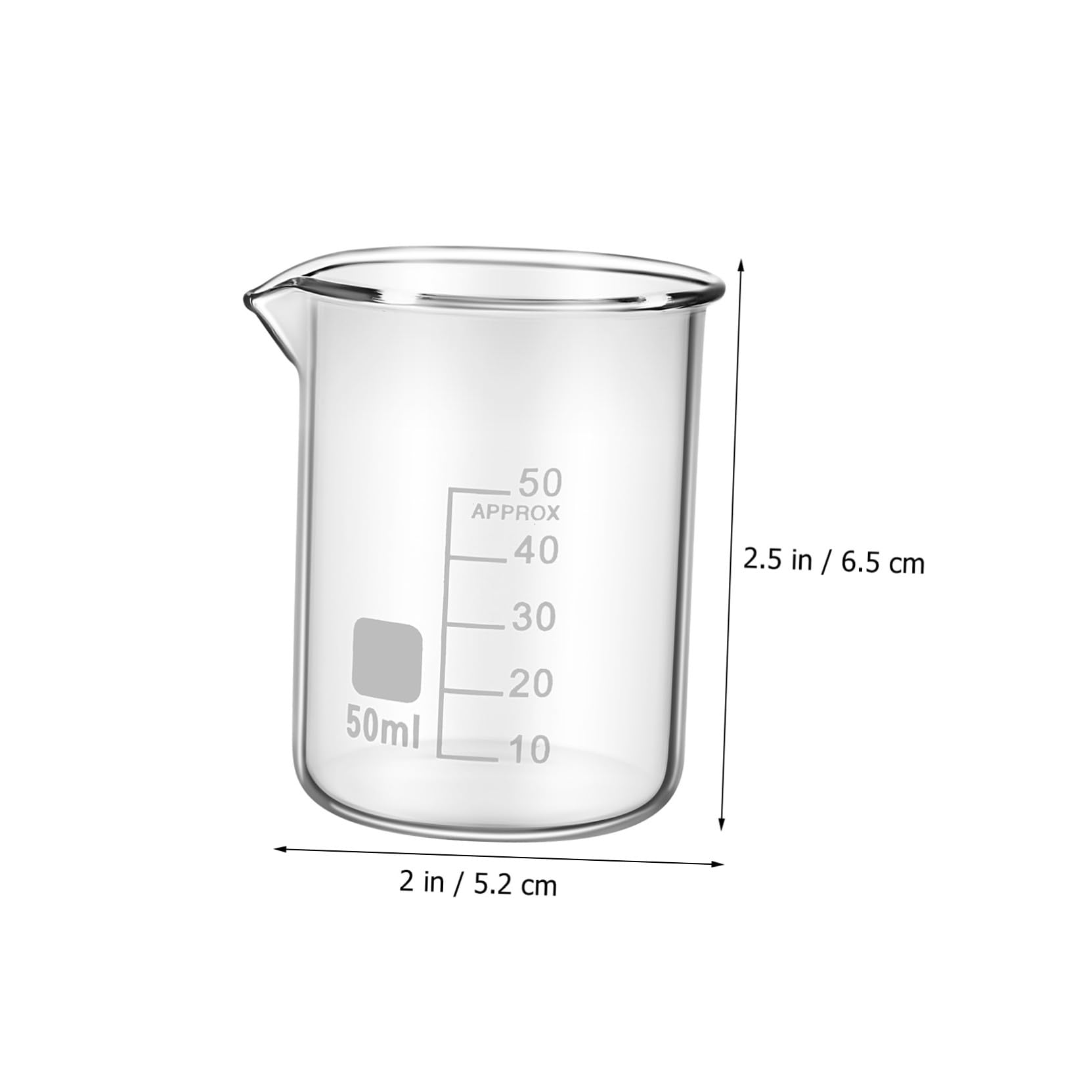 SHINEOFI Vasos Medidores de Vidrio Uso Versátil Resistentes y Estables de 50 Ml Set de 20 y Diseño Simple y Elegante para Laboratorio