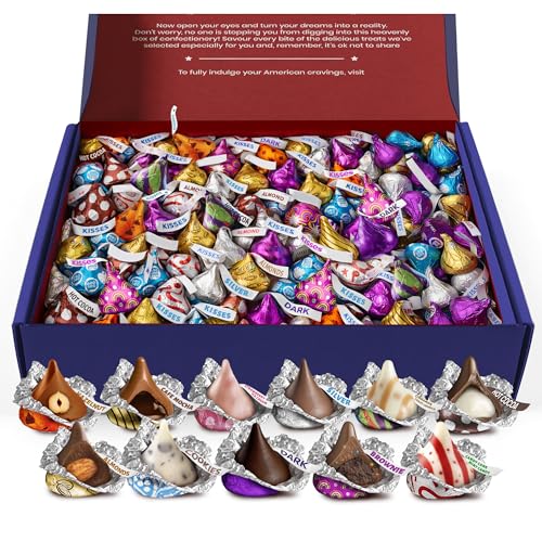 Broadway Candy 2Kg Blissful Kisses Hamper - American Chocolate Gift Box - Chocolates Minis Hamper - An Assortment of Kisses Adults Birthday Special Occasion