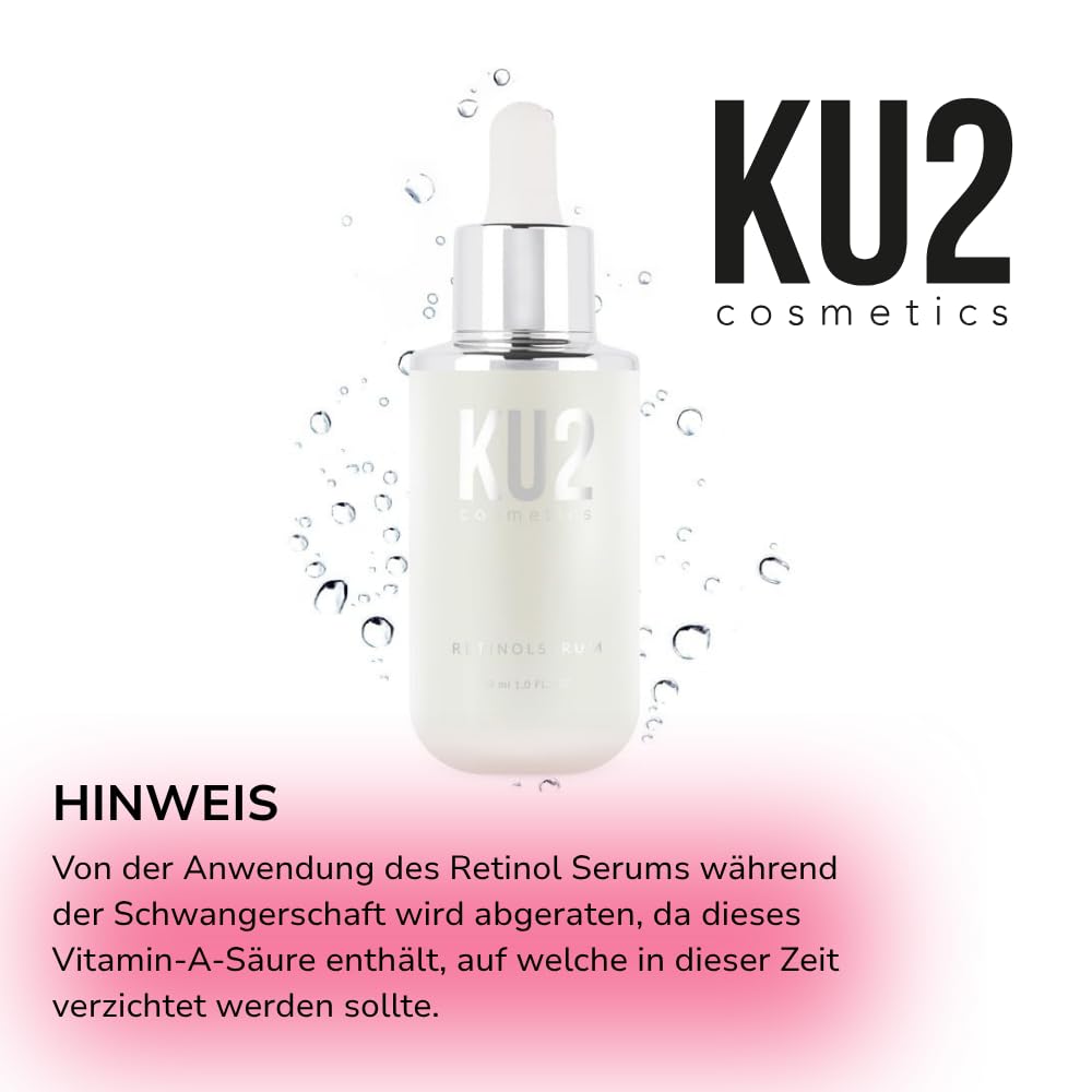 KU2 Cosmetics Retinol Serum – Hochwirksames Anti-Aging Serum mit Retinol & Vitamin E – Regenerierende Gesichtspflege gegen Falten & Pigmentflecken – Made in Germany, 30 ml