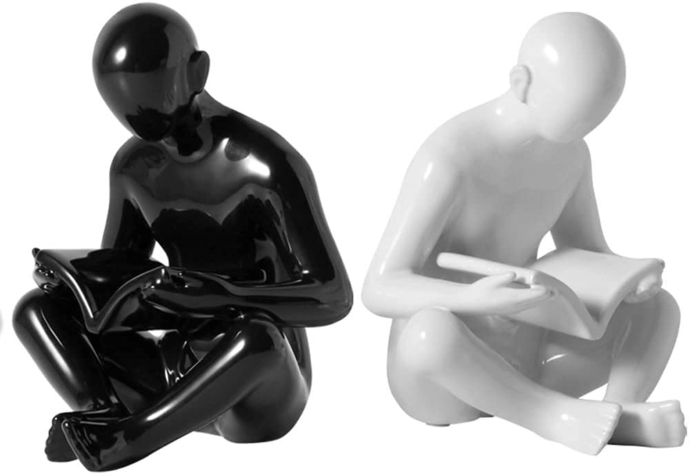Sujetalibros Originales Sujetalibros Sujetalibros Creativos Estatuillas Blanco Y Negro Soporte De Libro Simple Adornos Decoración De La Oficina En El Hogar Estantería De Escritorio