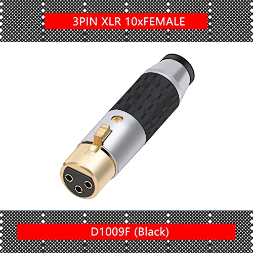 Conector XLR hembra de 3 pines recto negro para reparar cables de micrófono dañados 10 piezas 3