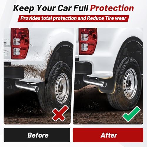 Image of Sunsdrew Mud Flaps for 2023-2026 Ford Ranger Accessories - All Weather No-Drill Front&Rear 4PCS Ford Ranger Mudguards Set with Hardware