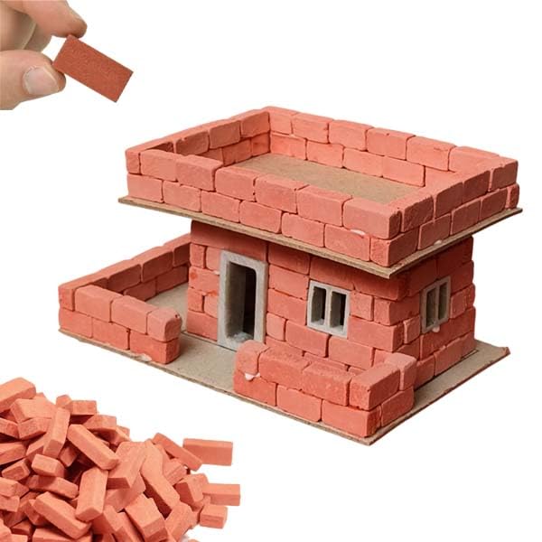 kraft kala Mini Brick Building Kit, DIY Construction House Model Set with Bricks, Educational Construction Toy