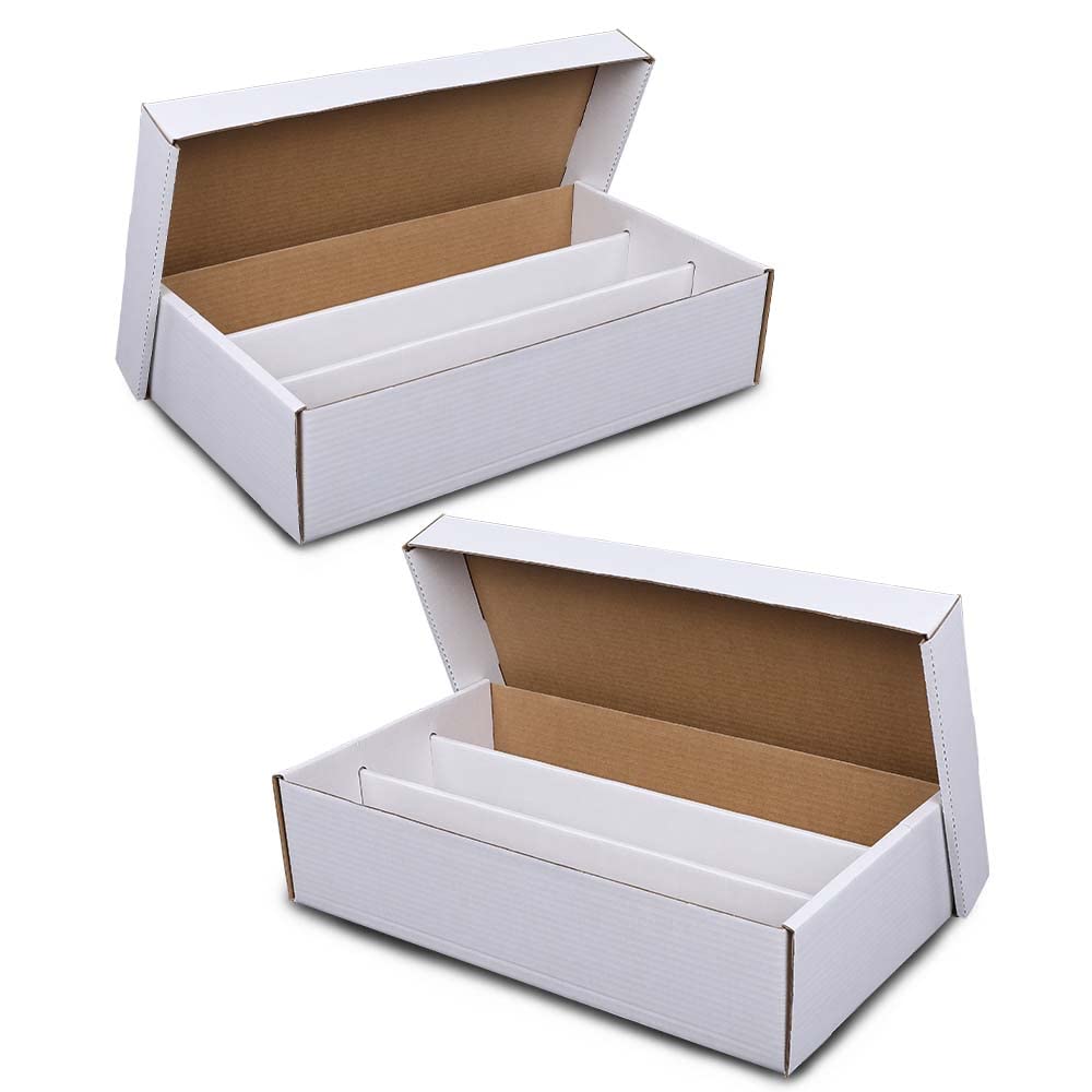 GRAND ORANGE 3000 Count 3 Row Card Storage Box 2 PACK Cardboard Standard Trading & Gaming card Storage Boxes Corrugated Cardboard Storage Box Baseball Trading Card Slab Storage Boxes