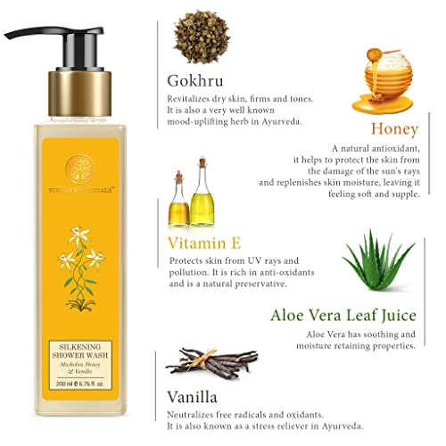Forest Essentials Mashobra Honey and Vanila Silkening Shower Wash, 200 ml