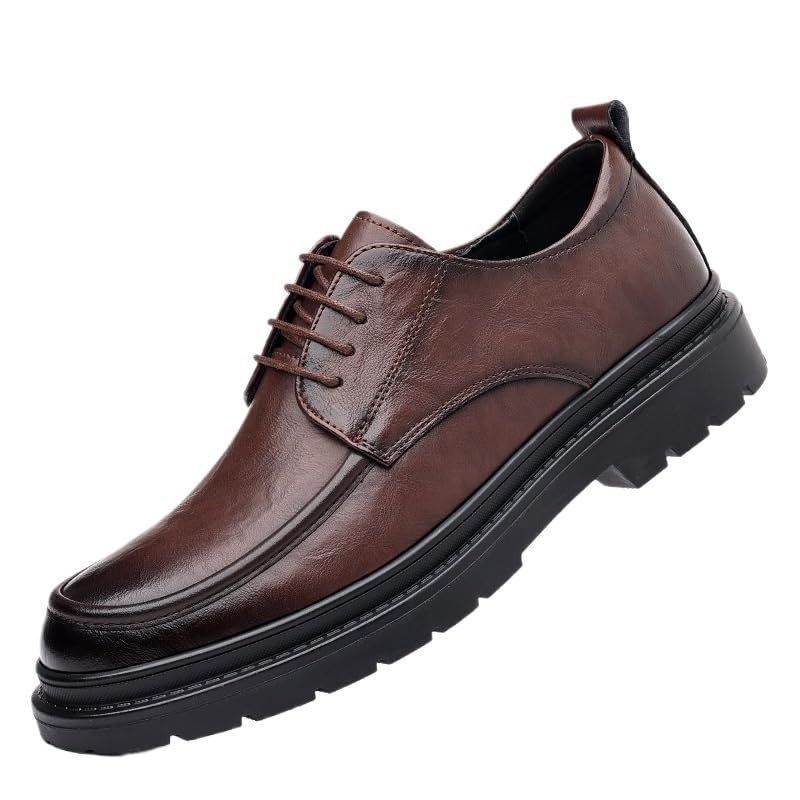 Men's Platform Dress Shoes Fashion Classic Lace Up Leather Heels Mens Brogue Oxfords Shoes