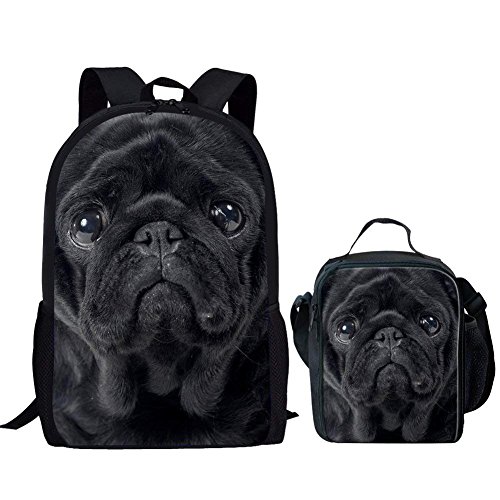 HUGS IDEA Mochila escolar con estampado DOD para mascotas con bolsa de almuerzo  Juego