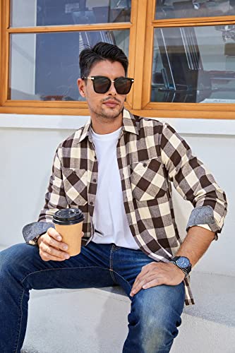Alex Vando Mens Button Down Shirts Regular Fit Long Sleeve Casual Plaid Flannel Shirt