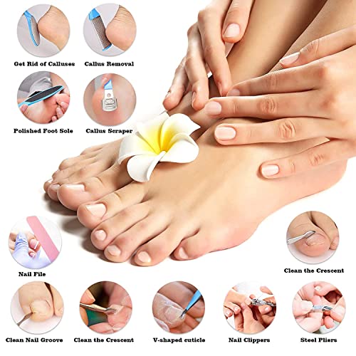 Pedicure Kits - Callus Remover for Feet, 23 in 1 Professional Manicure Set Pedicure Tools Stainless Steel Foot Care, Foot File Foot Rasp Dead Skin for Women Men Home Foot Spa... - Image 3
