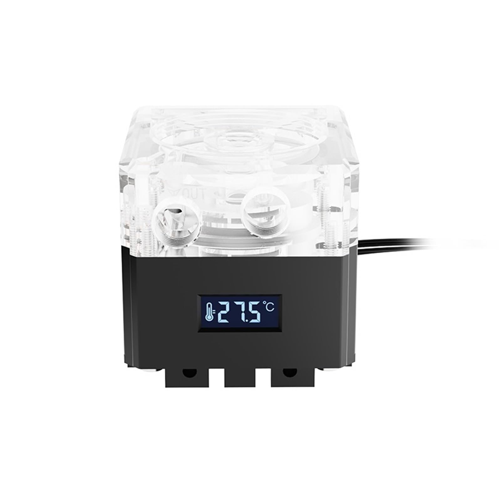 Komputer chłodzący PC pompa wyciszająca PWM inteligentny przepływ 800 l/h VA czujnik temperatury światło RGB. PU-FS6M-P (ręczny klawisz Ctrl, 5 V RGB, srebrny)